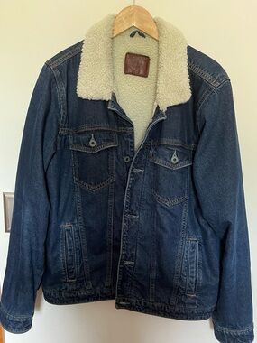 Abercrombie & Fitch Dark Blue Denim Sherpa-Lined Jacket